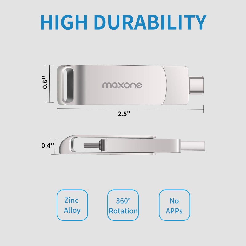 Maxone 128GB Flash Drive USB Type C Both 3.1 Tech - 2 in 1 Dual Drive Memory Stick High Speed OTG Compatible for Android Smartphone Computer, Mac Book, Chromebook - Image 4